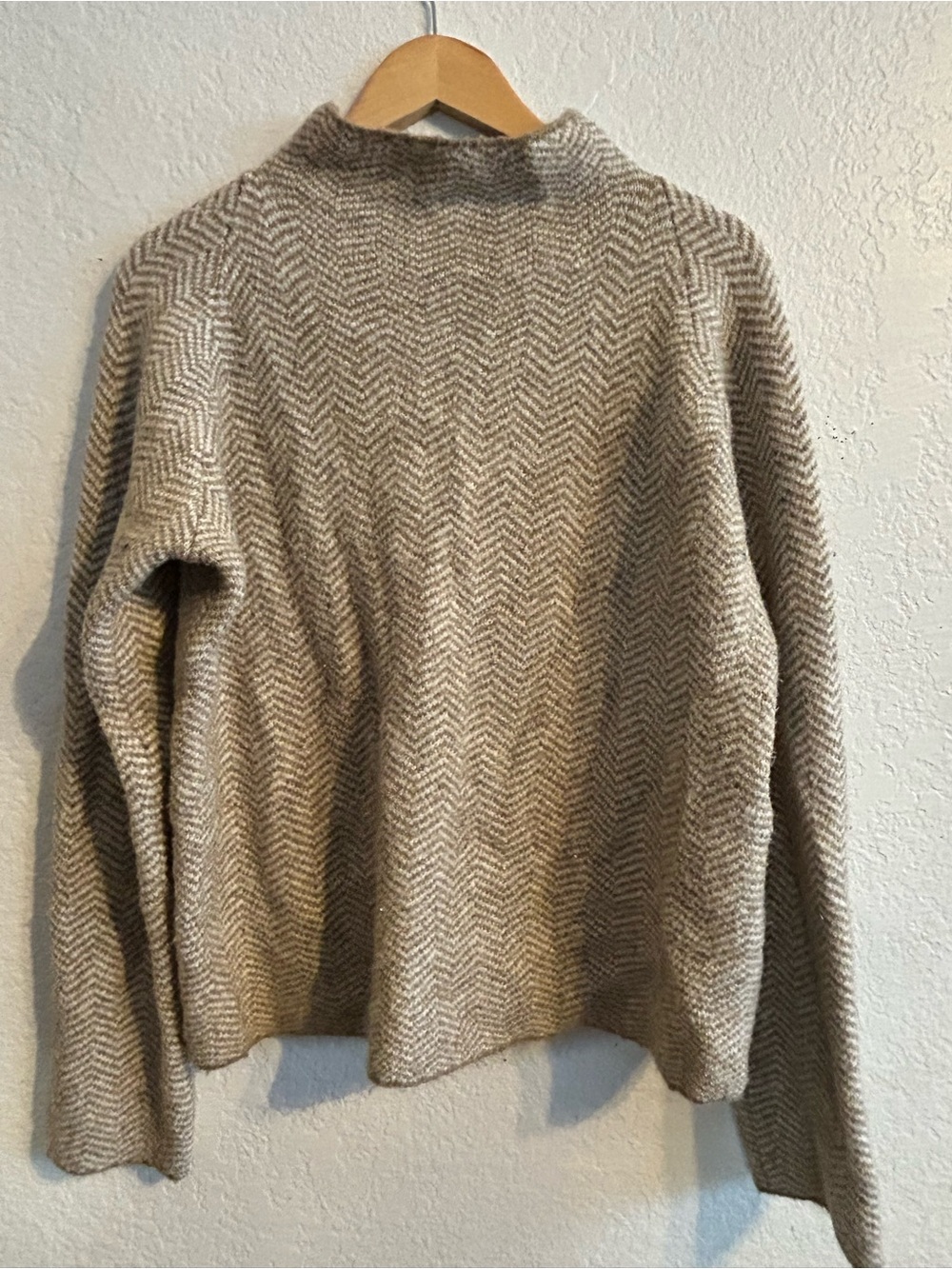 Max Studio Women's Herringbone Cowl Neck Sweater - Cream & Tan